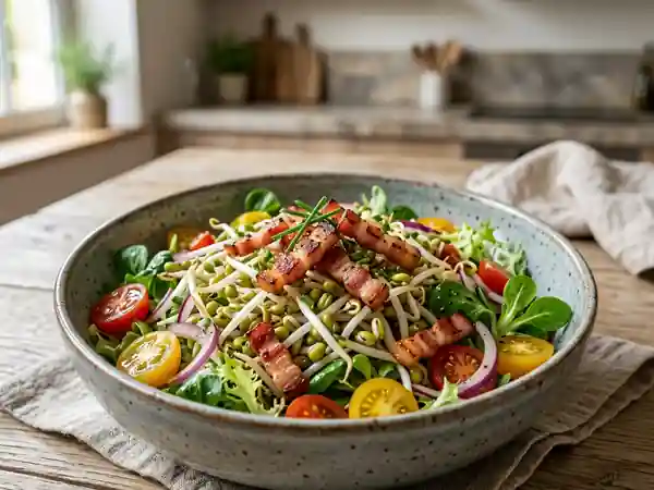 Salade soja et lardons : croquant et fumé - Photo de présentation