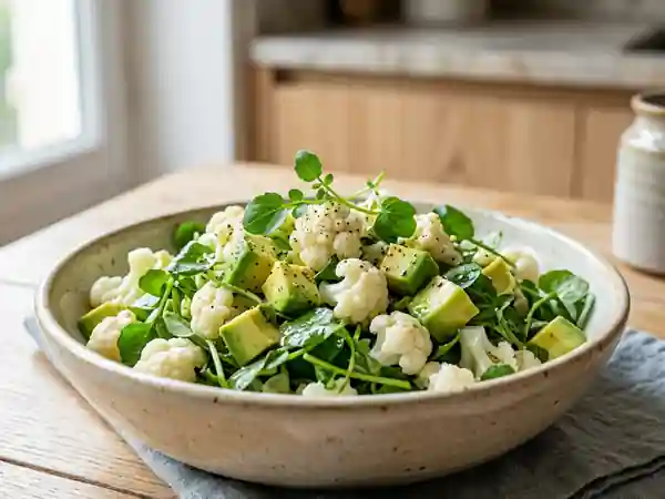 Salade croquante chou-fleur, avocat et cresson - Photo de présentation