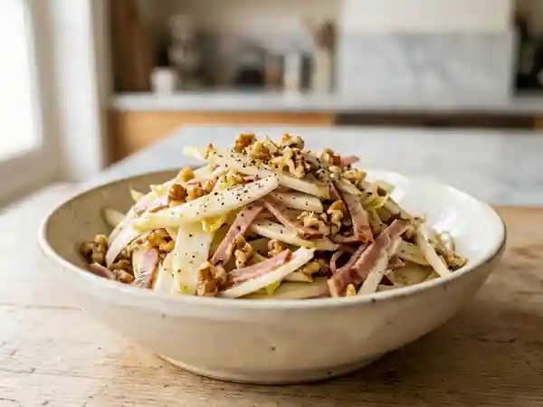 Salade croquante d'endives aux noix et jambon fumé - Photo de présentation