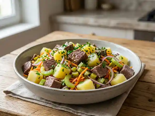 Salade de bœuf fondante et légumes croquants - Photo de présentation