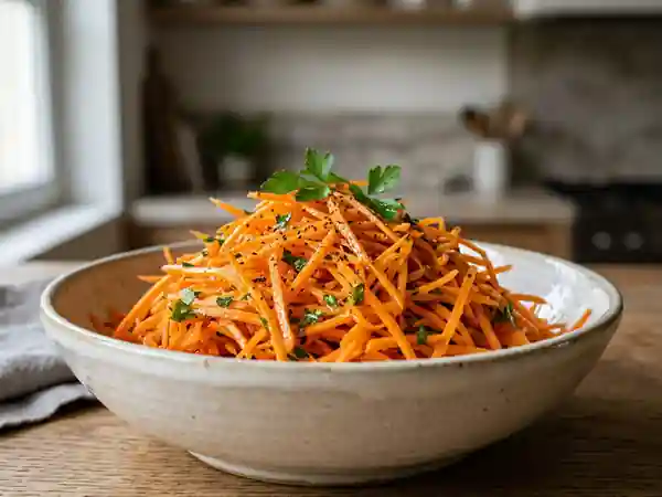 Salade de carottes râpées fraîche et croquante - Photo de présentation