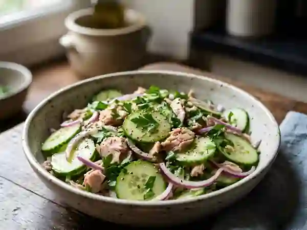 Salade de concombre au thon et citron - Photo de présentation