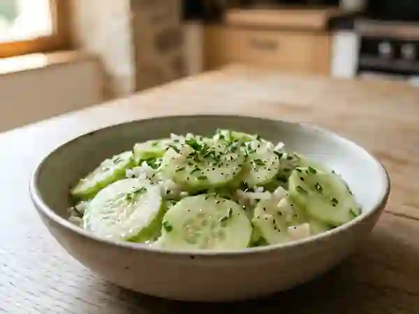 Salade de concombres croquants à l'échalote - Photo de présentation