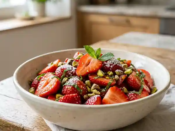 Salade de fraises à l'orientale fraîche et parfumée - Photo de présentation