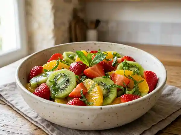 Salade de fruits acidulée menthe et miel - Photo de présentation