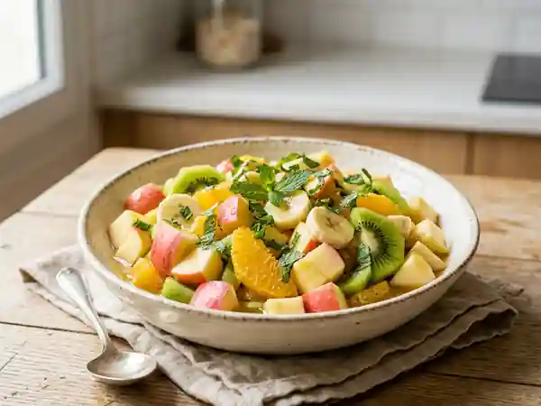 Salade de fruits frais au miel et menthe - Photo de présentation