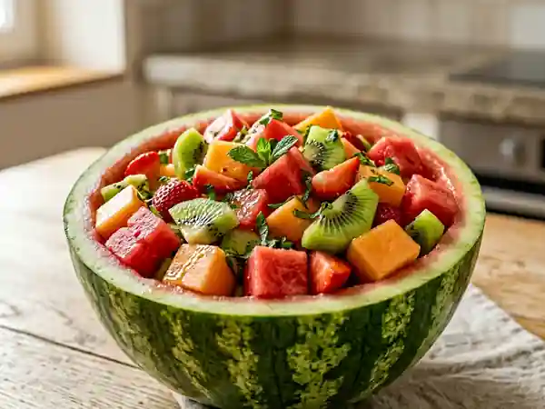 Fraîcheur de fruits d'été en coque de pastèque - Photo de présentation