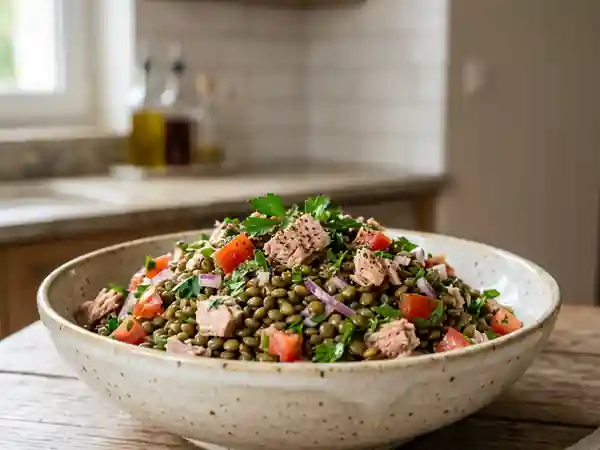 Salade de lentilles au thon fraîche et gourmande - Photo de présentation