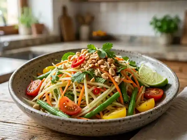 Salade de papaye verte à la laotienne : fraîcheur et saveurs authentiques - Photo de présentation