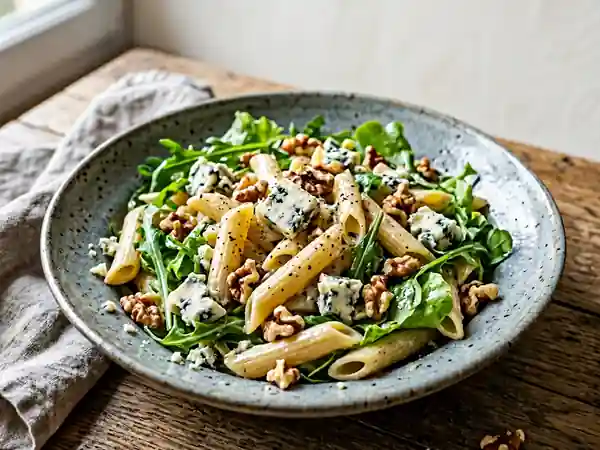 Penne crémeuses au roquefort et noix croquantes - Photo de présentation