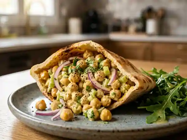 Pita fondante aux pois chiches épicés - Photo de présentation