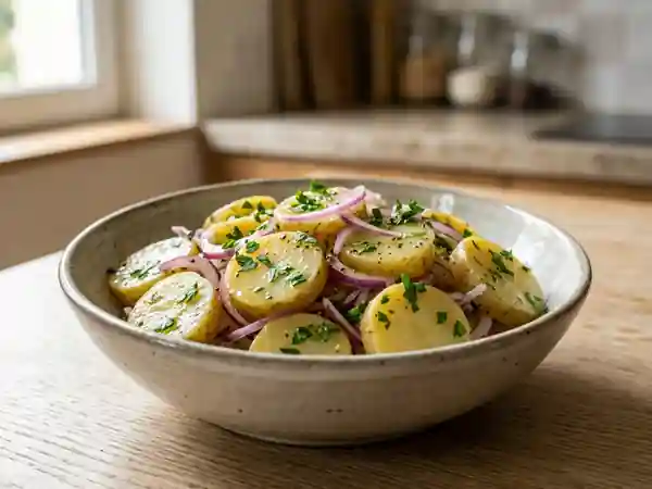 Salade de pommes de terre tièdes à la moutarde - Photo de présentation