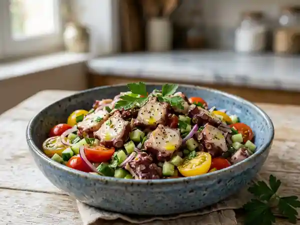 Poulpe tendre au citron et légumes croquants - Photo de présentation