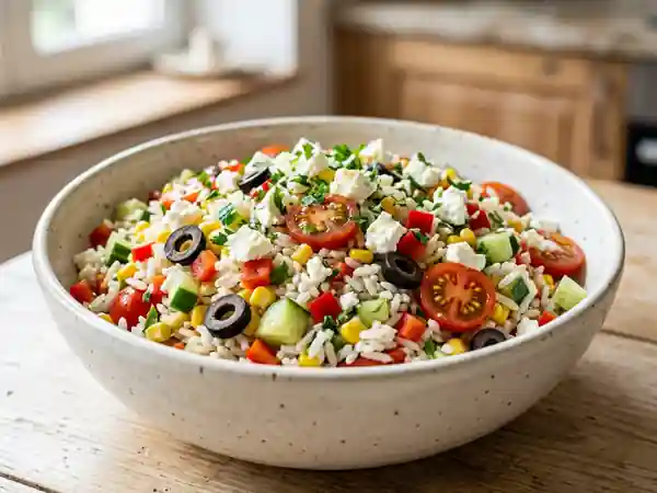 Salade de riz croquante à la feta et citron - Photo de présentation