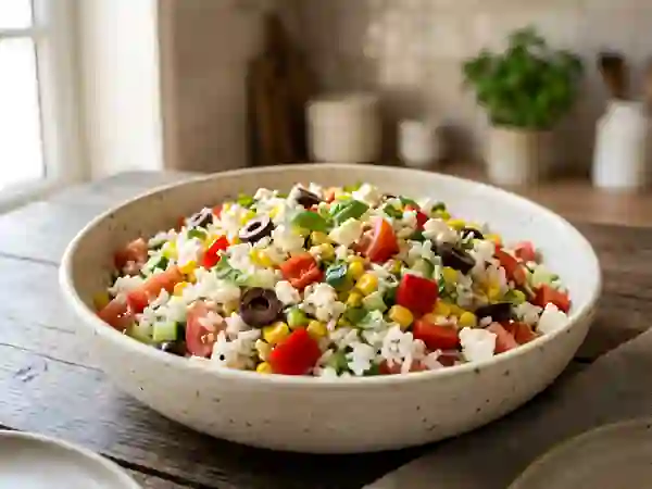 Salade de riz à la feta et basilic - Photo de présentation