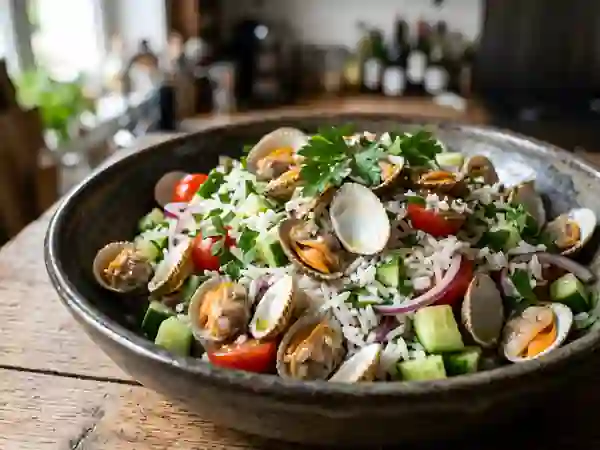 Salade de riz croquante aux coques et citron - Photo de présentation