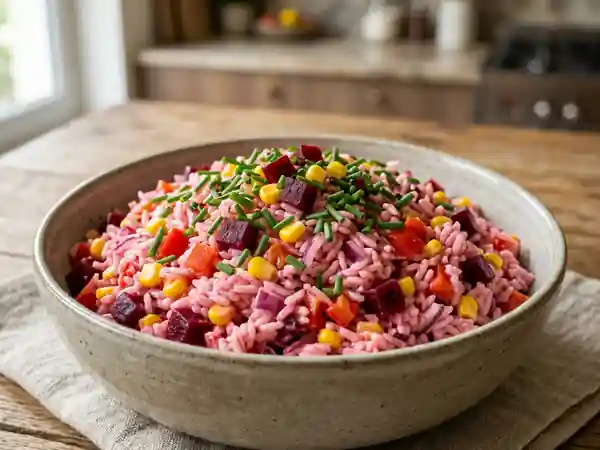 Salade de riz rose acidulée et croquante - Photo de présentation