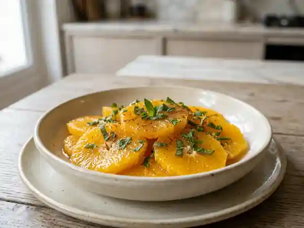 Salade d'oranges marocaine fraîche et parfumée - Photo de présentation