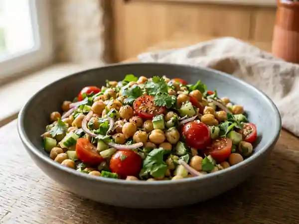 Salade épicée de pois chiches aux saveurs méditerranéennes - Photo de présentation