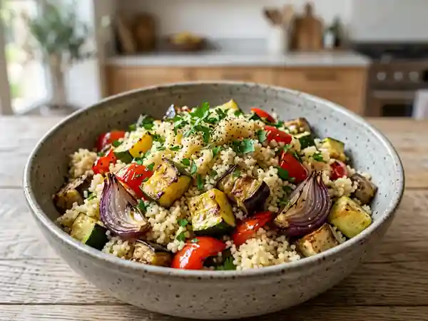 Salade estivale de couscous aux légumes rôtis - Photo de présentation