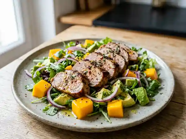 Salade exotique gourmande au filet mignon - Photo de présentation