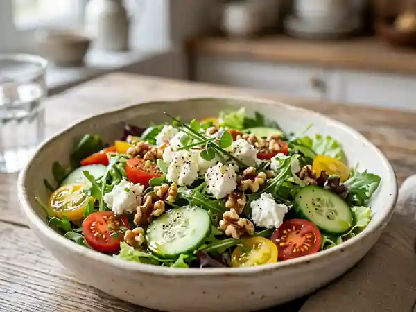 Salade au chèvre frais, miel et éclats de noix - Photo de présentation