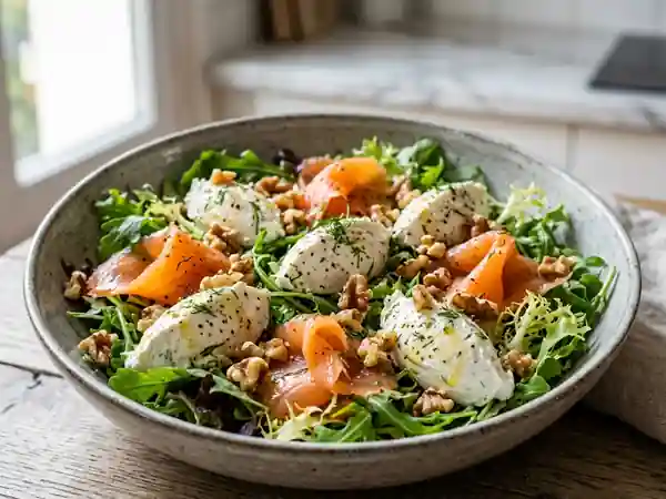 Salade Saumon Fumé, Fromage Onctueux et Noix - Photo de présentation