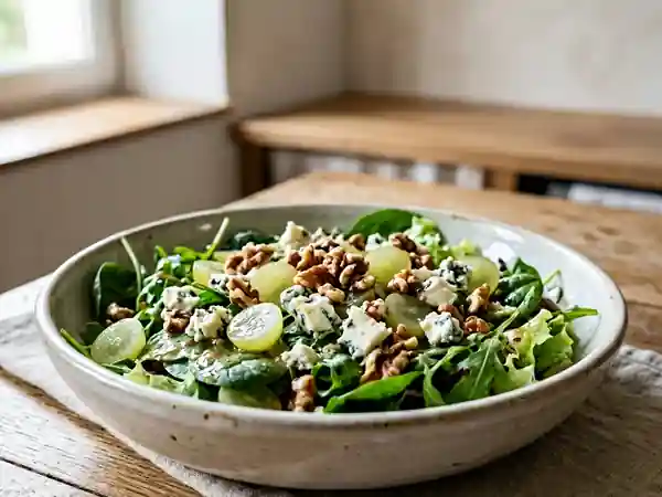 Salade croquante au raisin et roquefort fondant - Photo de présentation