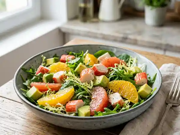 Salade acidulée aux agrumes et surimi - Photo de présentation