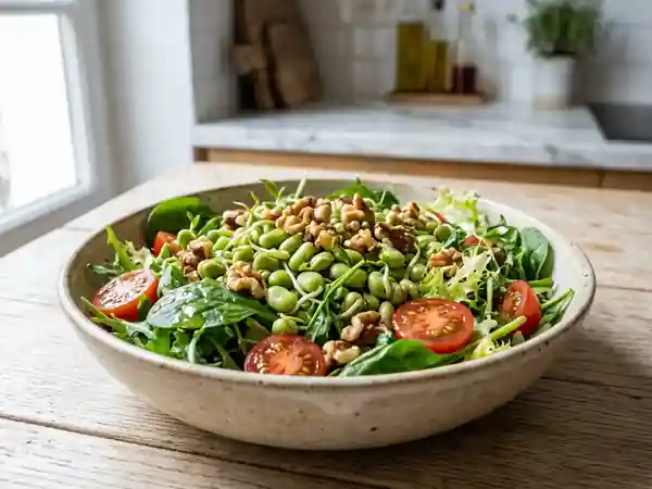 Salade croquante aux fèves germées et noix - Photo de présentation