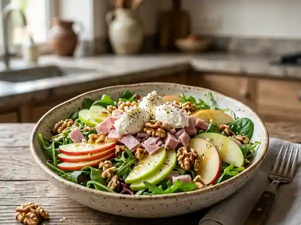 Salade fraîche aux pommes croquantes et jambon savoureux - Photo de présentation