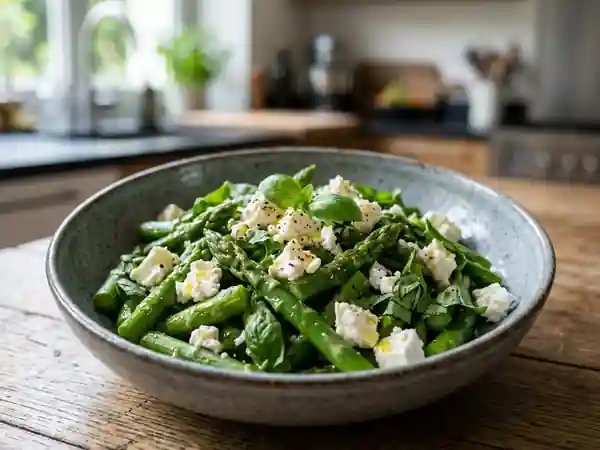 Salade fraîche d'asperges à la feta et au basilic - Photo de présentation