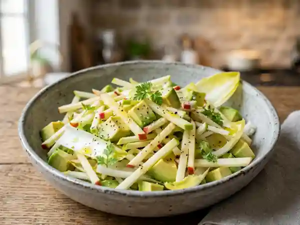 Salade fraîche d'avocat, pomme et endive - Photo de présentation