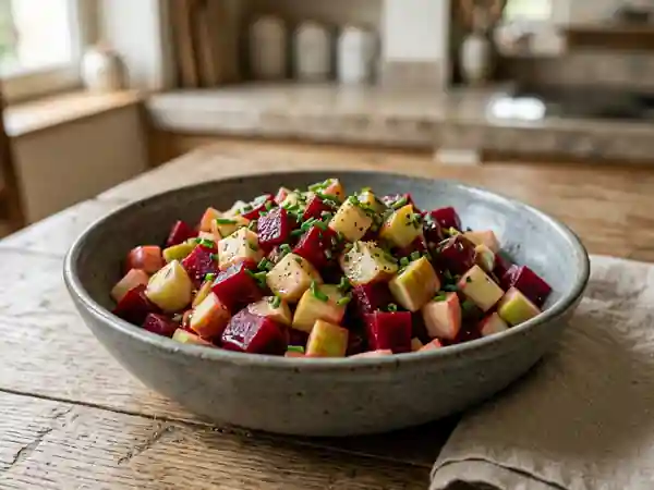 Salade fraîche de betteraves rouges et pommes croquantes - Photo de présentation