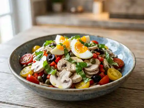 Salade fraîche de champignons à la niçoise - Photo de présentation