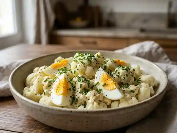 Salade fraîche de chou-fleur aux œufs durs - Photo de présentation