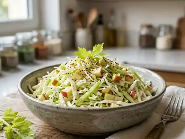 Salade de chou croquante aux pommes et céleri - Photo de présentation