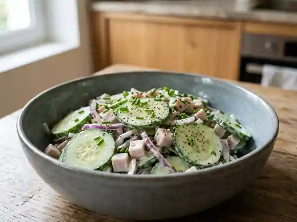 Concombre croquant au jambon et mayonnaise - Photo de présentation