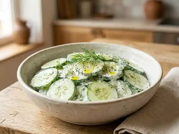 Concombre croquant au yaourt grec et aneth - Photo de présentation