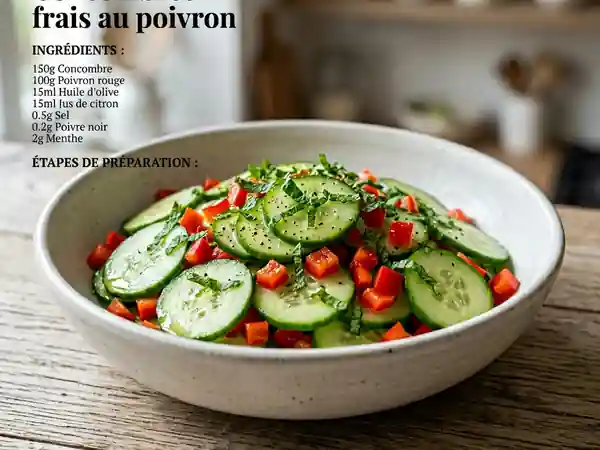 Salade fraîche de concombre et poivron croquant - Photo de présentation