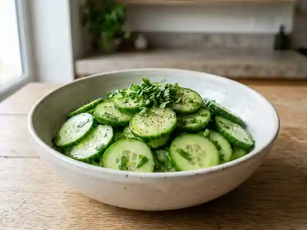 Salade fraîche de concombres à la coriandre - Photo de présentation