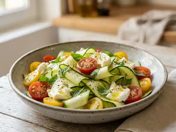 Courgettes crues et mozzarella crémeuse - Photo de présentation