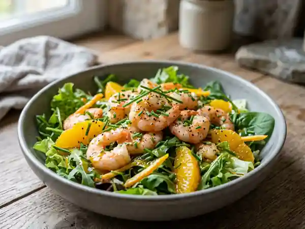 Salade de crevettes acidulée au miel et orange - Photo de présentation