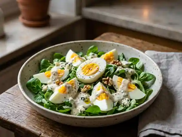 Mâche aux œufs et crème de roquefort - Photo de présentation