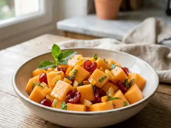 Melon Frais aux Fruits Confits et Menthe - Photo de présentation