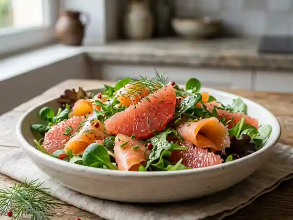 Salade acidulée au saumon fumé et miel - Photo de présentation