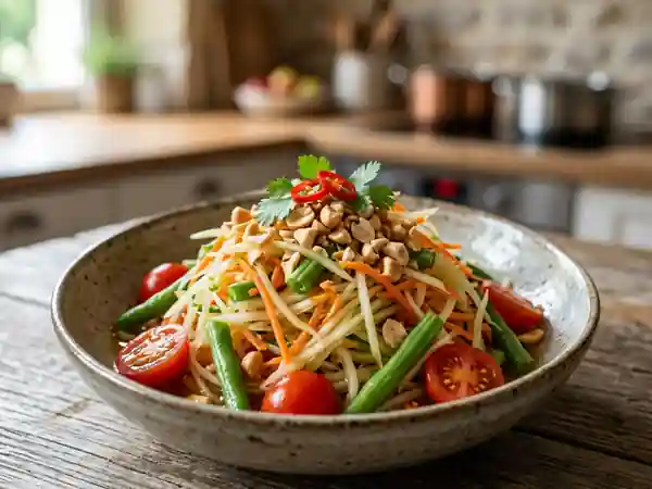Salade de papaye verte croquante et acidulée - Photo de présentation