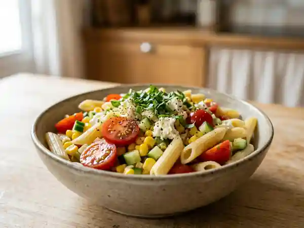 Salade fraîche de pâtes au Carré Frais et légumes croquants - Photo de présentation
