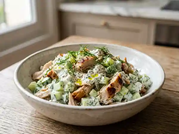 Salade fraîche de poulet à l'aneth et citron - Photo de présentation