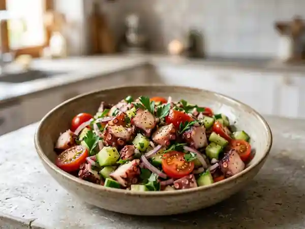 Salade fraîche de poulpe méditerranéenne - Photo de présentation